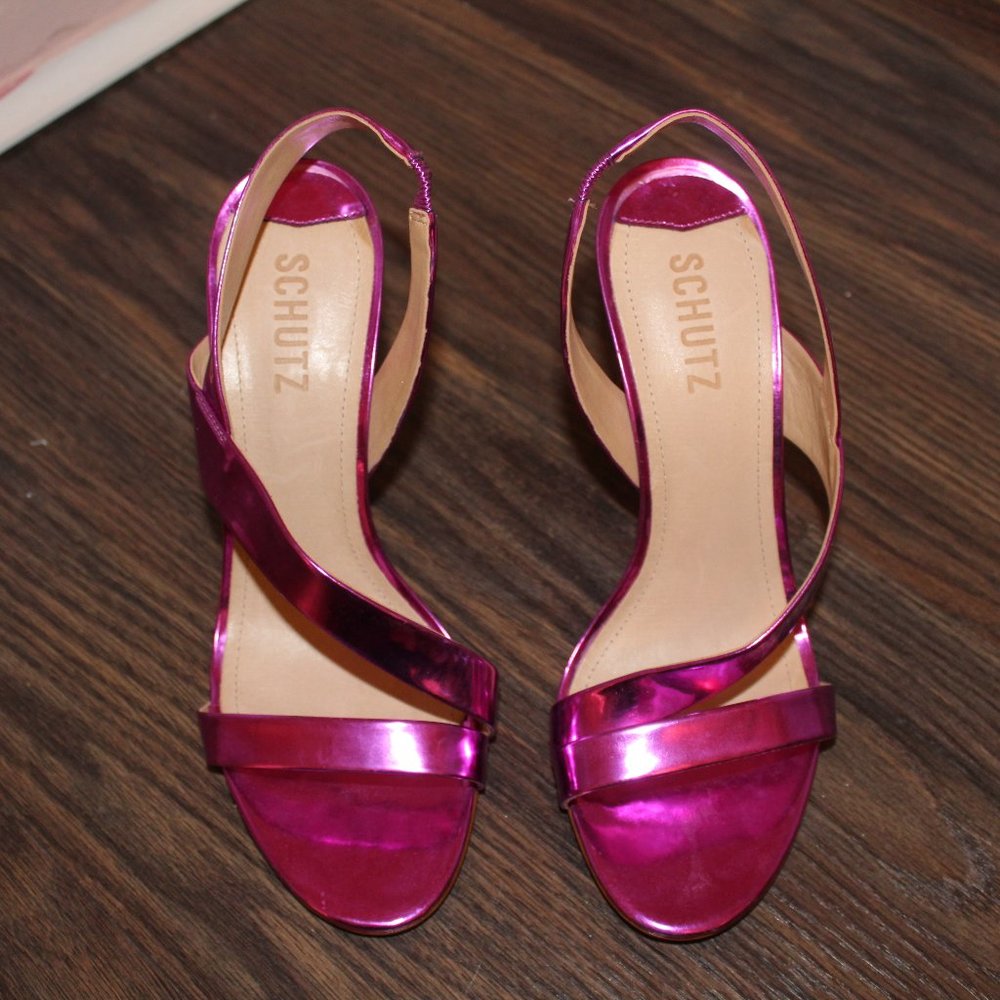 Schutz Strappy Pink Heels
